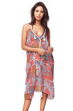 Pool to Party Dress One Size / Rust / 100% Soft Hand Poly Rita Reversible Sundress in Vintage Vacation Print