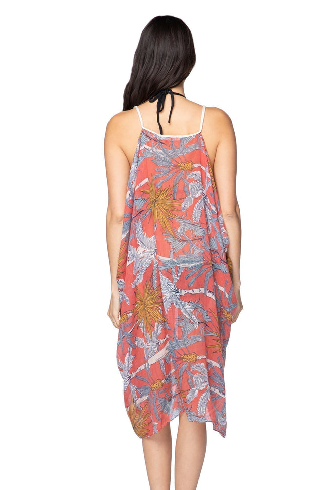 Pool to Party Dress One Size / Rust / 100% Soft Hand Poly Rita Reversible Sundress in Vintage Vacation Print