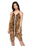 Pool to Party Dress One Size / Tan / 100% Poly Crepe Camila Tank Sundress  in Paisley Affair Print