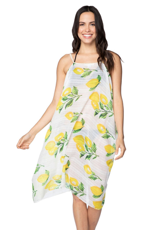 Pool to Party Dress One Size / White / 100% Poly Rita Reversible Dress in Lemon Balm