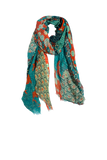 Okinawa PatchworknLuxury Print Sarong Wrap Scarf in Deep Green