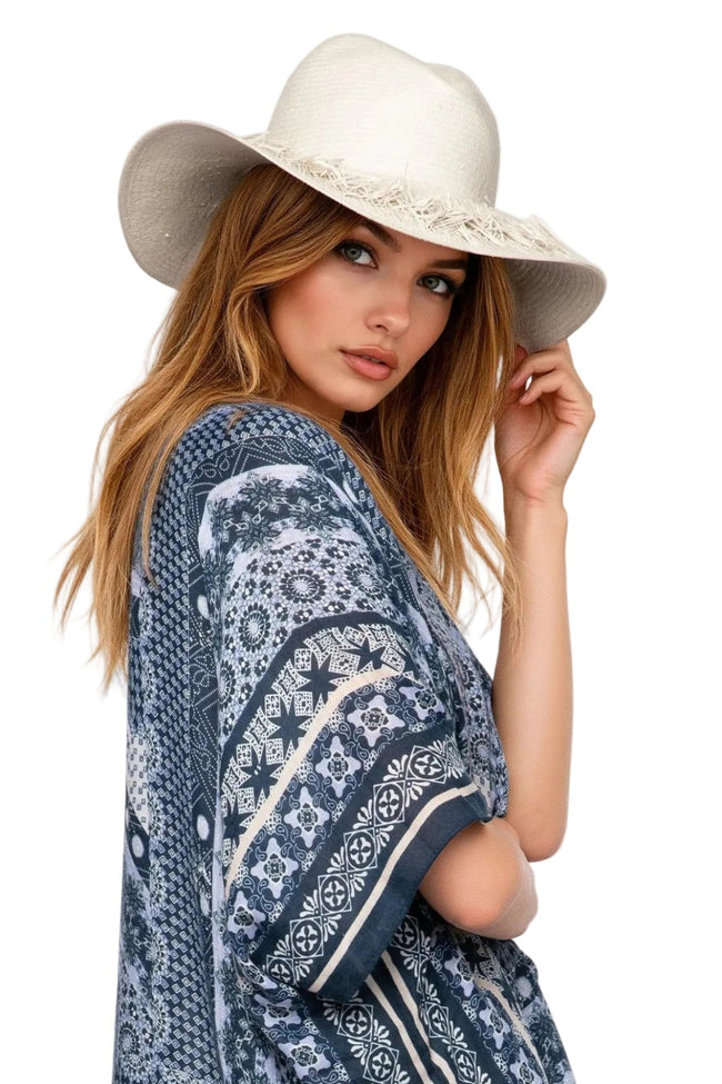 Pool to Party Hat Darcie Hat / One Size / Dove Seaside Fringe Summer Hat