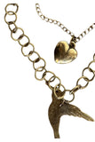 Pool to Party Jewelry Bird & Heart Vintage Charms Multi Strand Necklace / one size / Antique Brass Bird & Heart Vintage Charms Multi Strand Necklace