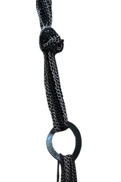 Pool to Party Jewelry Blended Knottted Righ Necklace / one size / Black/Pewter Blended Knotted Ring Necklace