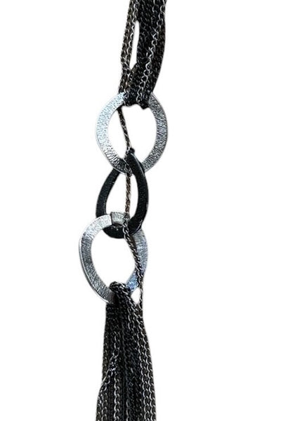 Pool to Party Jewelry Blended Knottted Righ Necklace / one size / Black/Pewter Blended Knotted Ring Necklace