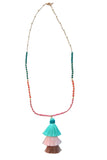 Pool to Party Jewelry Camel Tassel Necklace / one size / Macaroon Multi-Color Tassel Long Beaded Necklace