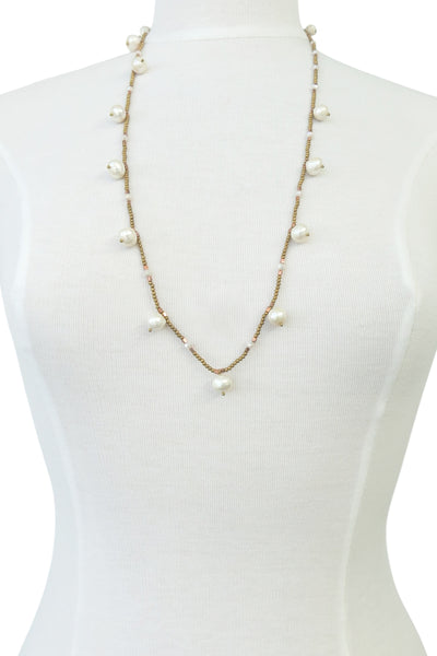Pool to Party Jewelry Desert Drift Beaded Stone or Pearl Long Necklace or Wrap Bracelet