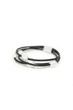 Pool to Party Jewelry Layered Pearl Bracelet / One Size / Black Layered Fresh Water Pearl Leather Strand Bracelet