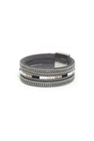 Pool to Party Jewelry Leather Cuff Bracelet / One Size / Slate Leather Cuff Bracelet