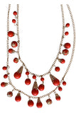 Pool to Party Jewelry Oasis Moroccan Drop Double Strand Necklace / one size / Coral Oasis Moroccan Drop Double Strand Necklace