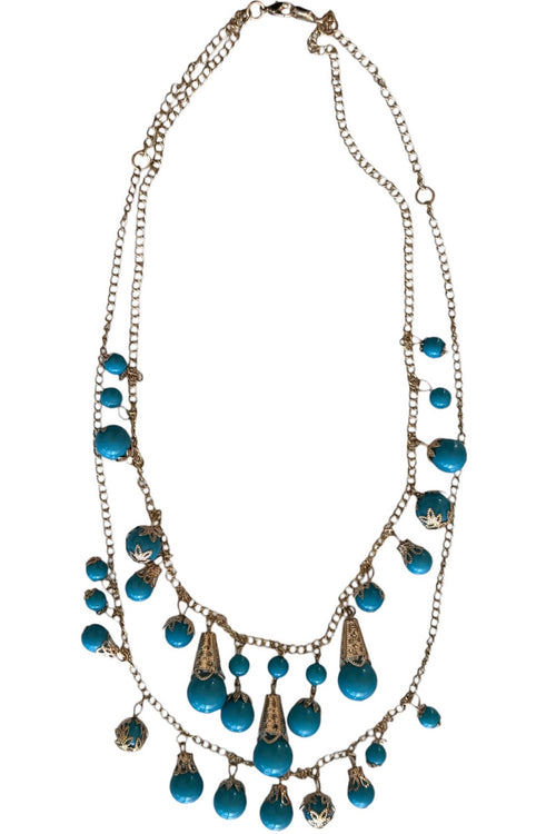 Pool to Party Jewelry Oasis Moroccan Drop Double Strand Necklace / one size / Turq Oasis Moroccan Drop Double Strand Necklace