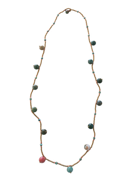 Pool to Party Jewelry One Size / Moss Desert Drift Beaded Stone or Pearl Long Necklace or Wrap Bracelet