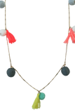 Pool to Party Jewelry Pom & Tassel Necklace / one size / Multi Fiesta Pom Tassel Strand Necklace