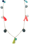 Pool to Party Jewelry Pom & Tassel Necklace / one size / Multi Fiesta Pom Tassel Strand Necklace