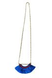 Pool to Party Jewelry Silk Fringe Edge Boho Necklace / one size / Blue Silk Fringe Edge Boho Necklace