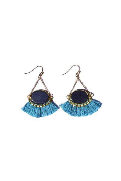 Pool to Party Jewelry Stone & Fringe Earrings / one size / Capri Stone & Fringe Earrings