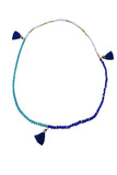 Pool to Party Jewelry Stretch Beaded Triple Tassel Necklace Convert to Wrap Bracelet