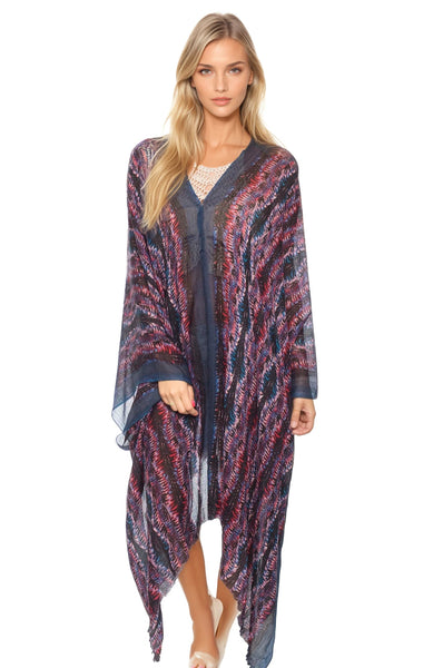 Pool to Party Kaftan Abstract Jungle Print-Navy | Maxi Kaftan Coverup Sundress