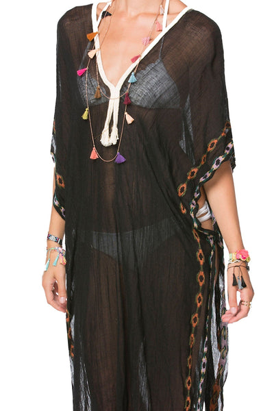 Pool to Party Kaftan Aztec Embroidery Maxi Kaftan
