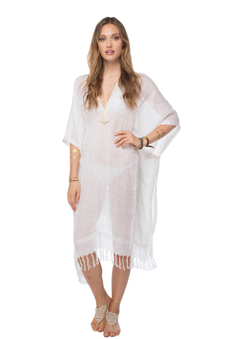 Tropic Pineapple Jacquard Fabric |  Farrah Kaftan Coverup Maxi Sundress