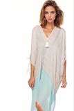 Pool to Party Kaftan One Size / Aqua / 100% Polyester Open Shoulder Dress in 2-Tone Getaway Aqua