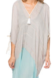 Pool to Party Kaftan One Size / Aqua / 100% Polyester Open Shoulder Dress in 2-Tone Getaway Aqua