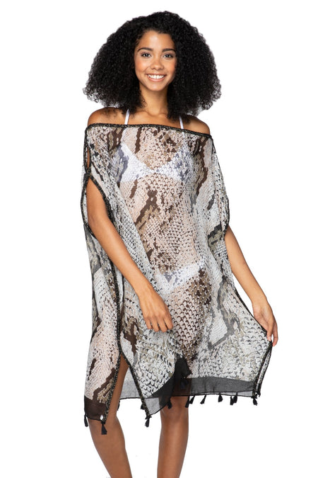 Wild Habitat Patchwork Print  V-Neck Coverup Dress