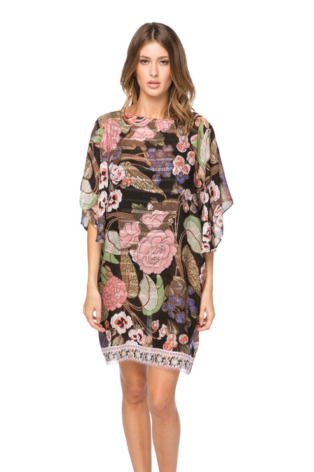 Open Shoulder Dress in Hibiscus Garden Print