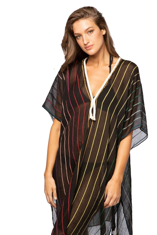 Pool to Party Kaftan One Size / Black Rainbow Magic Black Print Coverup Kaftan