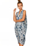 Pool to Party Kaftan One Size / Blue / 97% Cotton, 3% Lurex Open Shoulder Sundress Coverup in Noble Cockerel Print