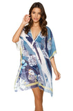 Pool to Party Kaftan One Size / Blue Around the Grove Blue Print Coverup Kaftan Dress