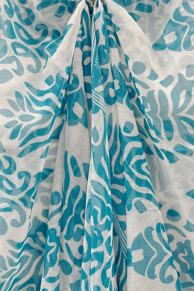 Pool to Party Kaftan One Size / Blue Dance at the Bazaar Blue Print V-Neck Coverup