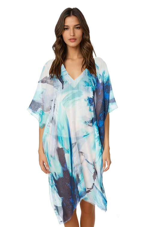 Pool to Party Kaftan One Size / Blue Dancing Lights V-Neck Sundress Coverup
