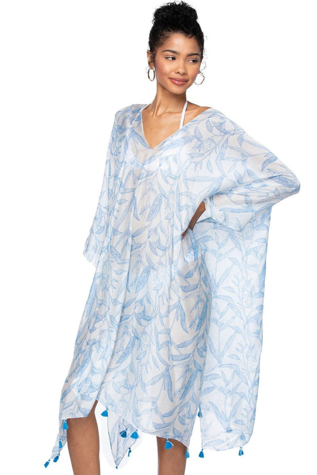 Pool to Party Kaftan One Size / Blue Fresh Breeze V-Neck Dress in Blue