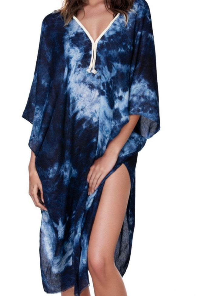 Pool to Party Kaftan One Size / Blue The Deep Blue Print Kaftan