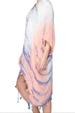 Pool to Party Kaftan One Size / Blue V-Neck Kaftan Coverup in Ocean Sunrise Print