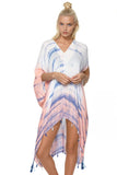 Pool to Party Kaftan One Size / Blue V-Neck Kaftan Coverup in Ocean Sunrise Print