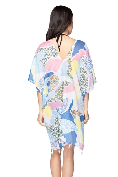 Pool to Party Kaftan One Size / Blue Wild Habitat V-Neck Dress in Blue