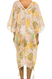 Pool to Party Kaftan One Size / Blush Mermaid's Cove Metallic Cotton Print | Braided Kaftan Dress