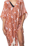 Pool to Party Kaftan One Size / Brick Samoa Island Print V-Neck Sun Dress Coverup