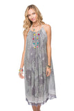 Pool to Party Kaftan One Size / Charcoal / 75% Viscose 25% X-Fine Wool Keyhole Sun Dress in Peony Print