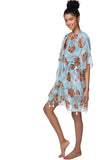 Pool to Party Kaftan One Size / Chocolate-Mint / 100% Poly Tiki Hut Isle Dress in Chocolate/Mint