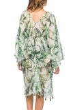 Pool to Party Kaftan One Size / Green / 100% Poly Palm Leaf Bell Kaftan