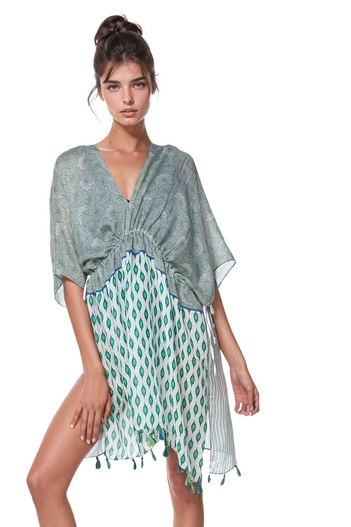 Pool to Party Kaftan One Size / Green / 100%  Polyester Vacation Melody Green Print in  Isle Dress