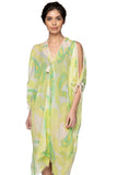 Pool to Party Kaftan One Size / Lime / 100% Cotton Open Shoulder Dress in Athena Print - Lime