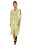 Pool to Party Kaftan One Size / Lime / 100% Cotton Open Shoulder Sundress Coverup in Athena Lime Print
