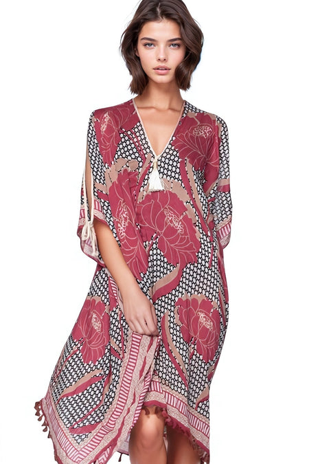Keyhole Sun Dress in Peony Print