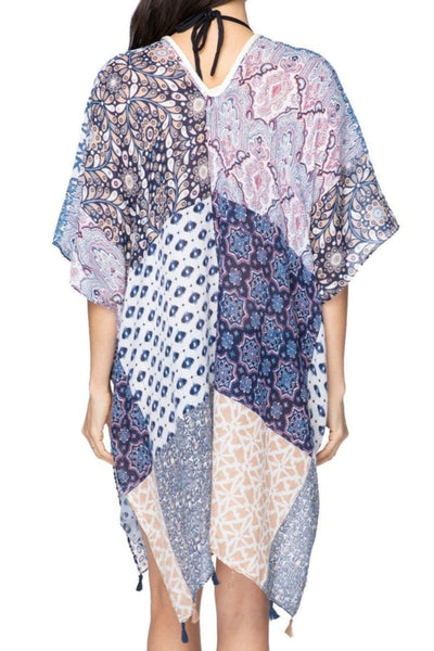 Pool to Party Kaftan One Size / Marisa Patches | Blue / Marisa Patches _ Bl Marisa Patches Print | Braided Kaftan | Blue