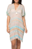 Pool to Party Kaftan One Size / Mint / 100% Cotton Summer Harmony Open Shoulder Dress