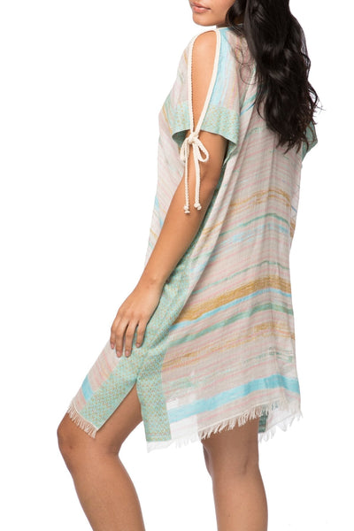 Pool to Party Kaftan One Size / Mint / 100% Cotton Summer Harmony Open Shoulder Dress